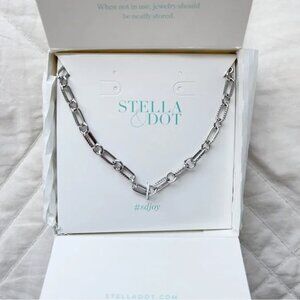 Stella & Dot Ash Textured SIlver Chain Necklace new in box
